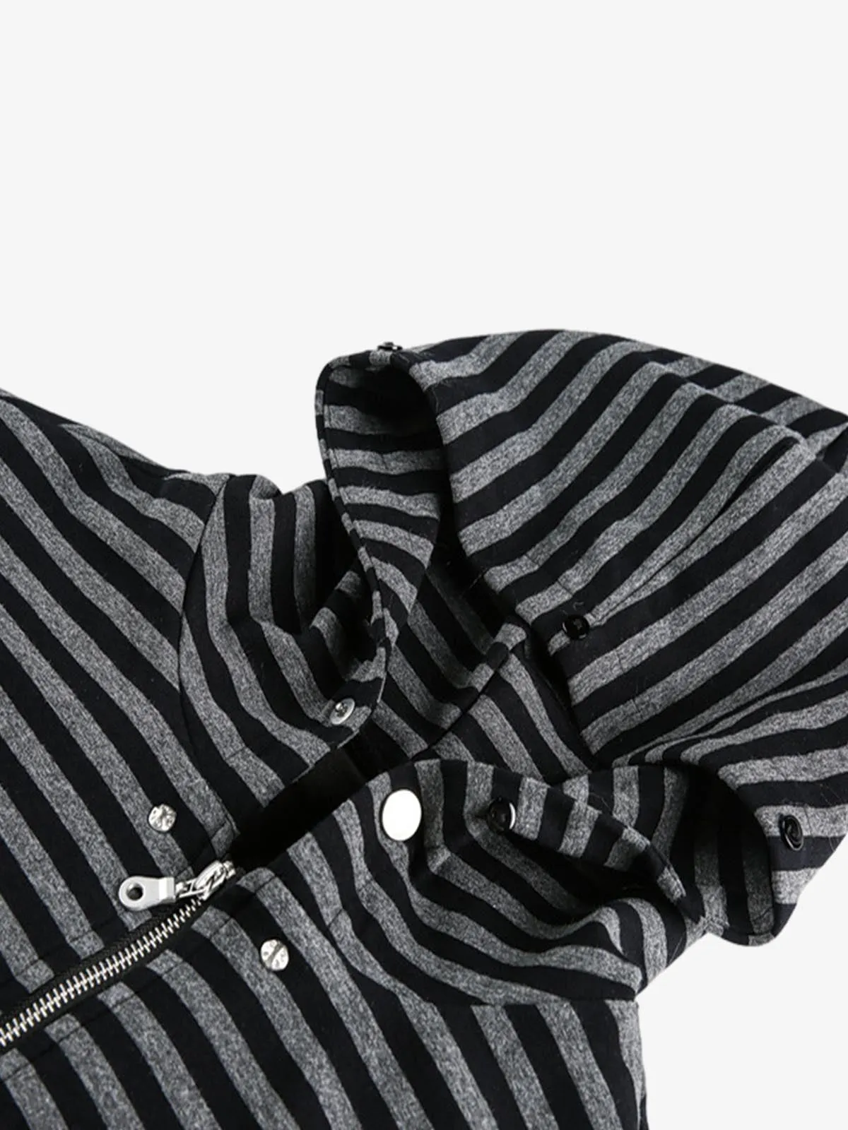 Detachable Fur Collar Striped Zip Up Hoodie sold by Thesupermade product image thumbnail 2
