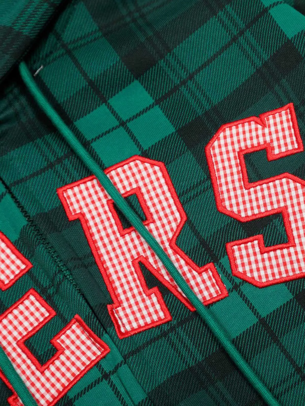 Retro Plaid Patch Embroidered Cardigan Zip Up Hoodie sold by Thesupermade product image thumbnail 3