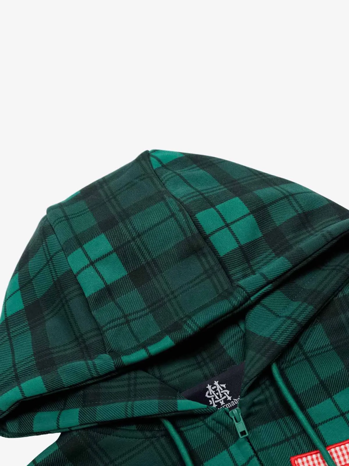 Retro Plaid Patch Embroidered Cardigan Zip Up Hoodie sold by Thesupermade product image thumbnail 5