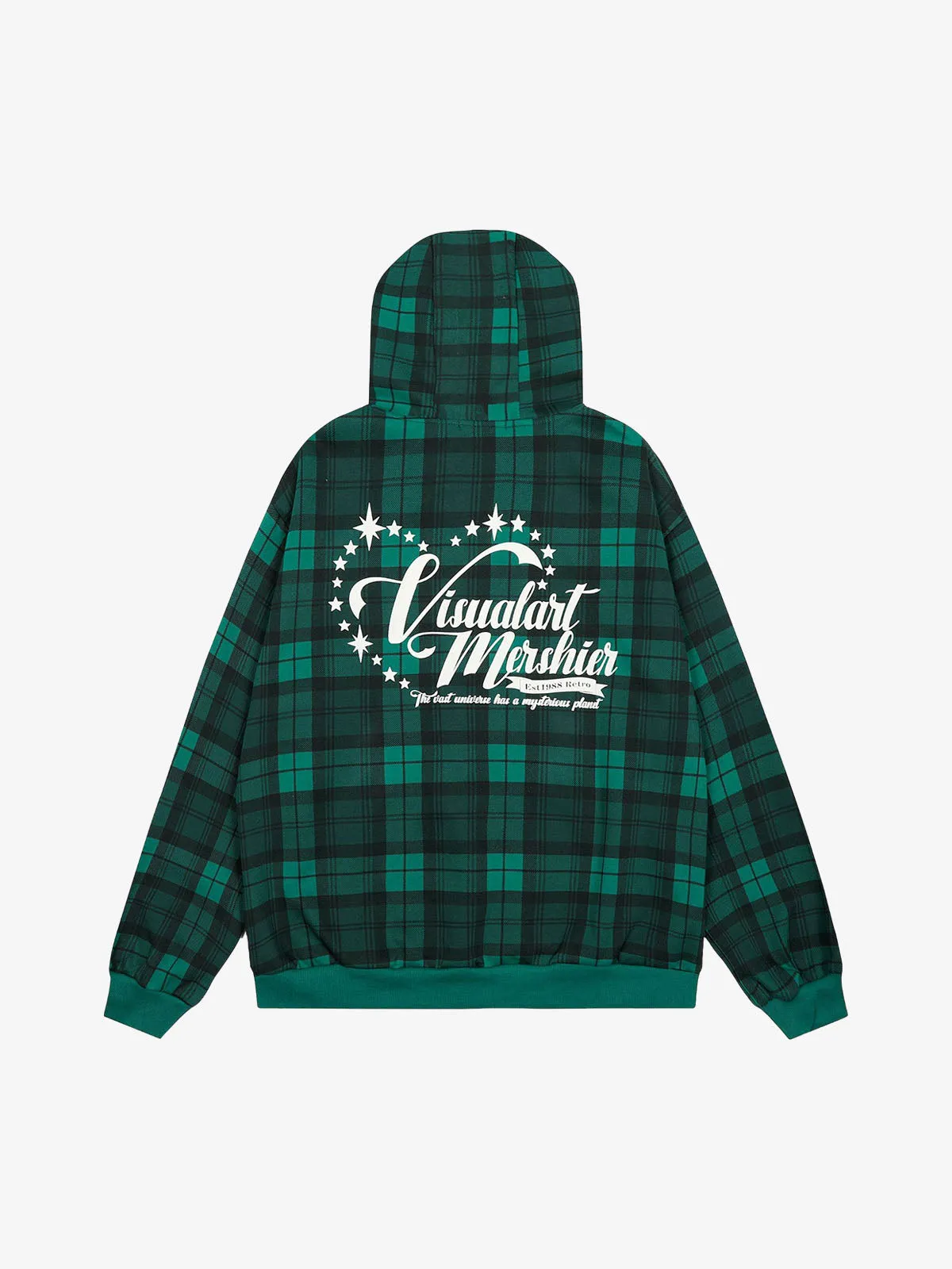 Retro Plaid Patch Embroidered Cardigan Zip Up Hoodie sold by Thesupermade product image thumbnail 2