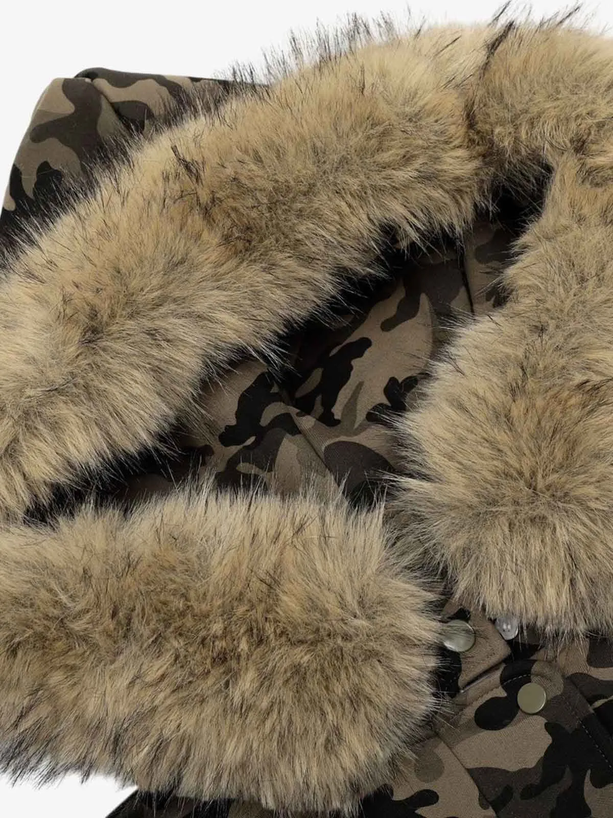 Camouflage Embroidery Patchwork Cardigan Fur Collar Jacket sold by Thesupermade product image thumbnail 5