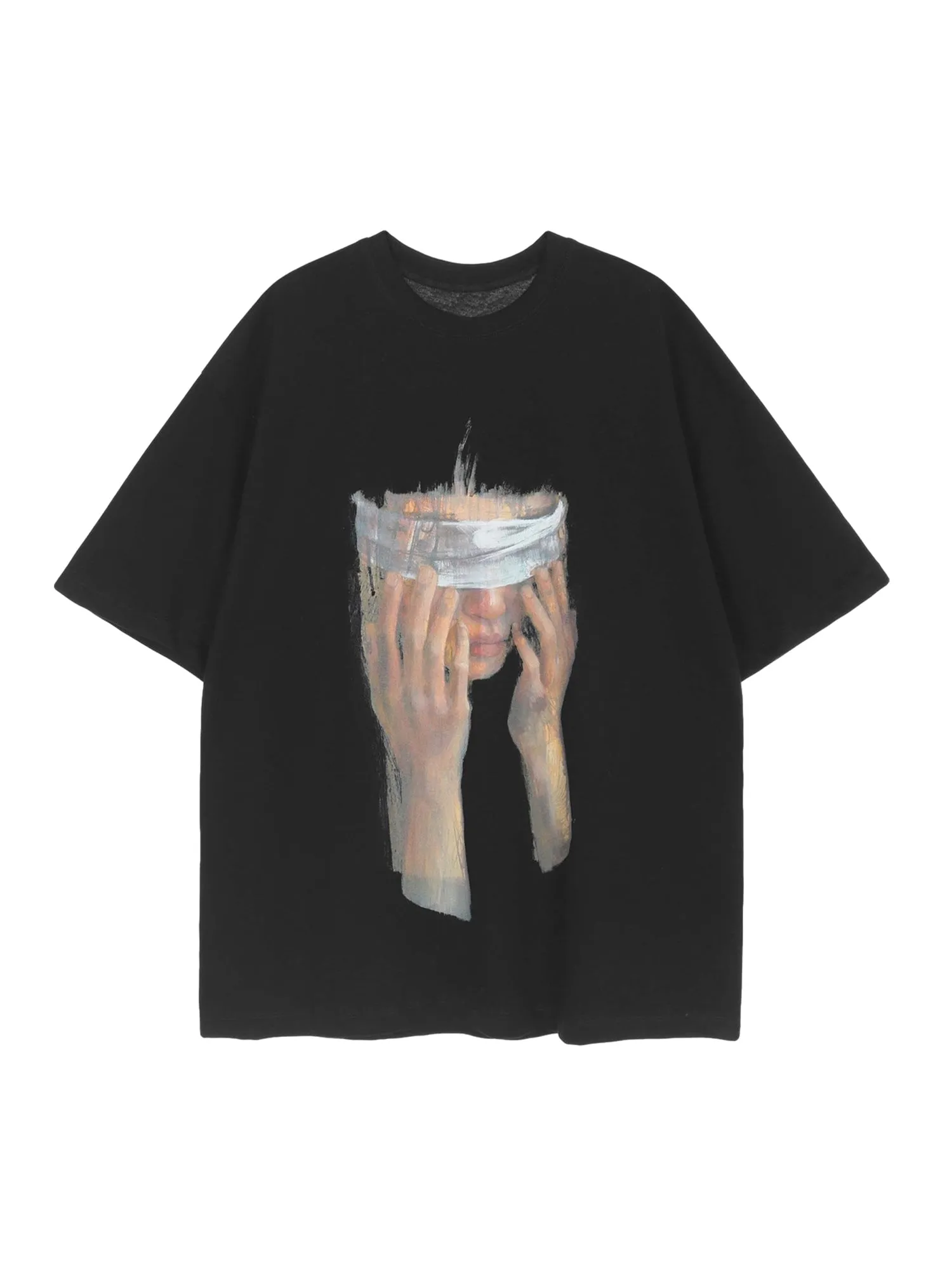 Thesupermade American Tide Loose Print Round Neck T-shirt -1640 sold by Thesupermade