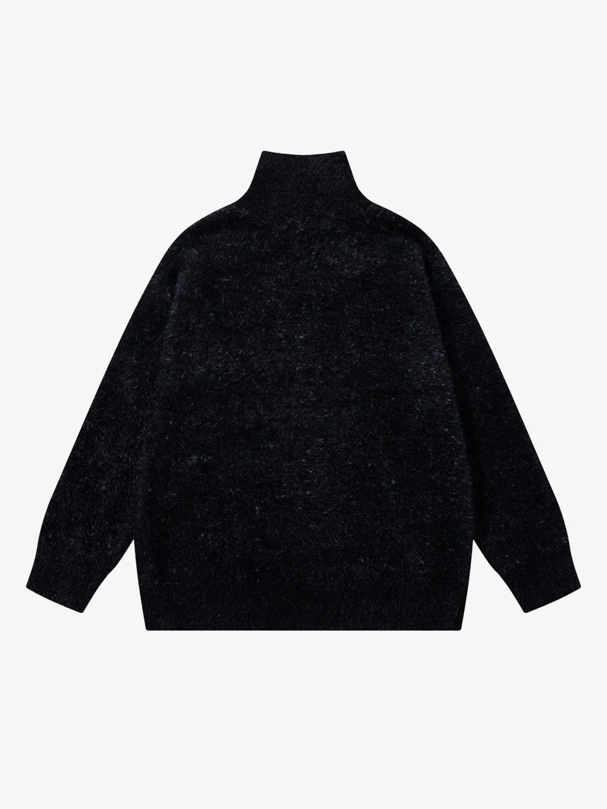 Oversized Mock Neck Zip Jacquard Knit Sweater sold by Thesupermade product image thumbnail 3