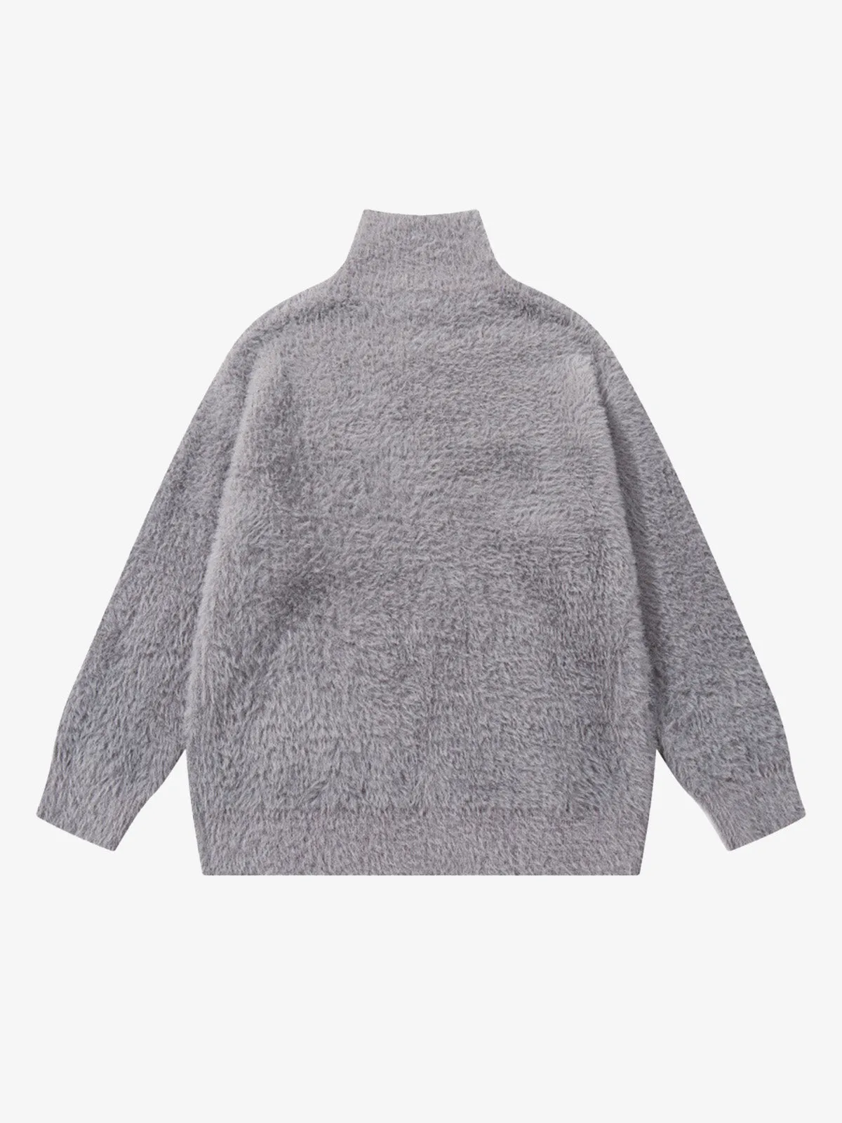 Oversized Mock Neck Zip Jacquard Knit Sweater sold by Thesupermade product image thumbnail 4