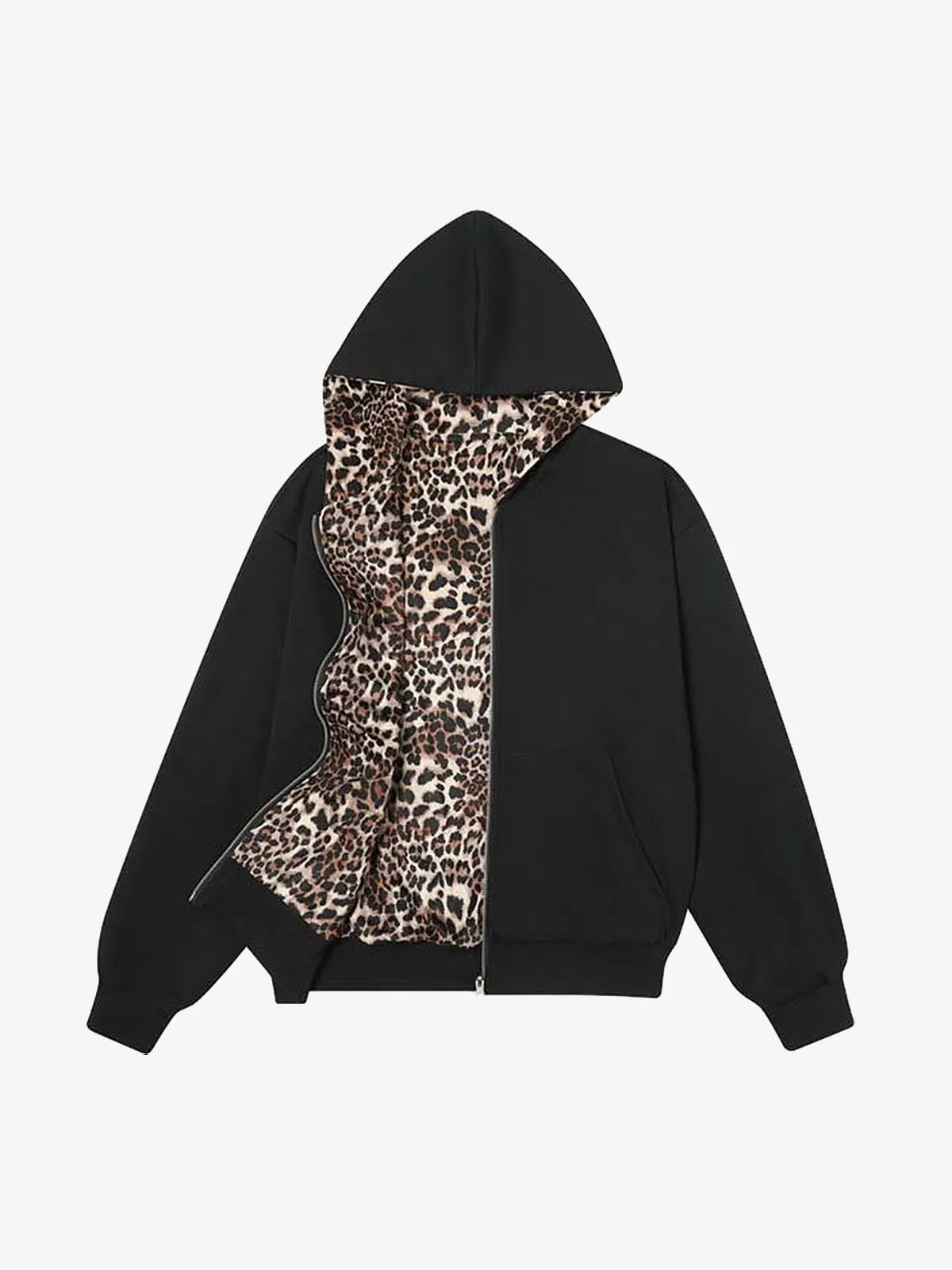 Leopard Reversible Fleece Zip-Up Hoodie sold by Thesupermade product image thumbnail 2