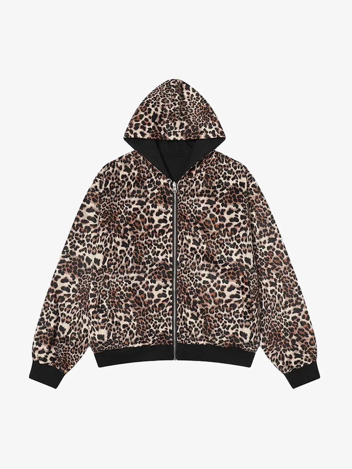 Leopard Reversible Fleece Zip-Up Hoodie sold by Thesupermade product image thumbnail 3