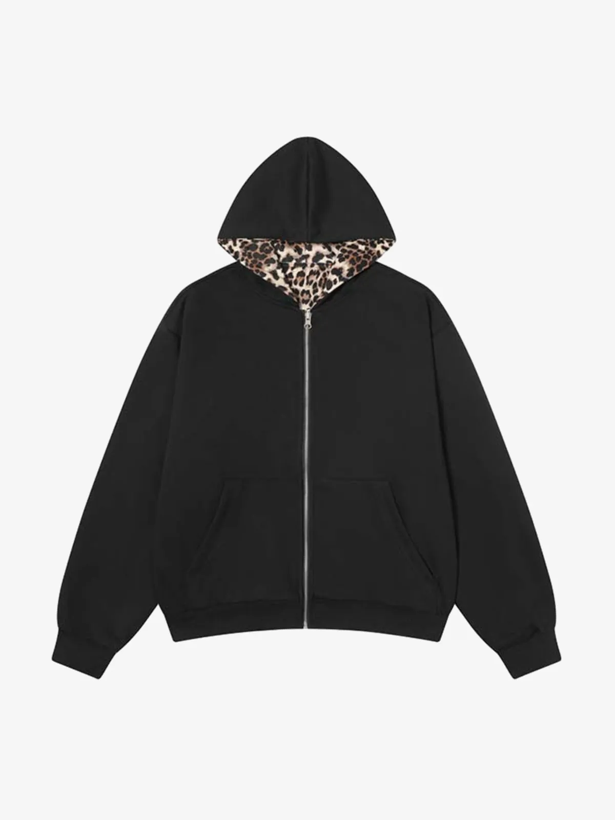 Leopard Reversible Fleece Zip-Up Hoodie sold by Thesupermade product image thumbnail 4