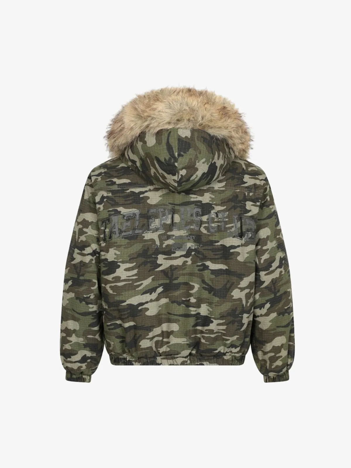 Detachable Fur Collar Forest Camo Padded Jacket sold by Thesupermade product image thumbnail 2