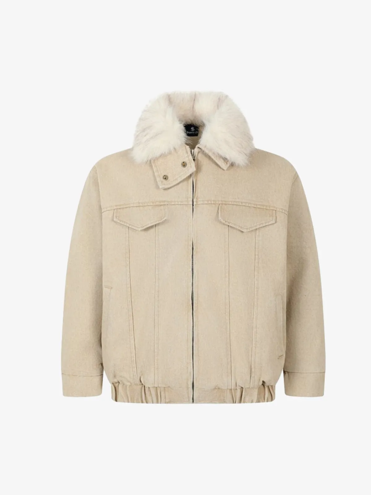 Vintage Detachable Sherpa Collar Aviator Denim Jacket sold by Thesupermade product image thumbnail 2