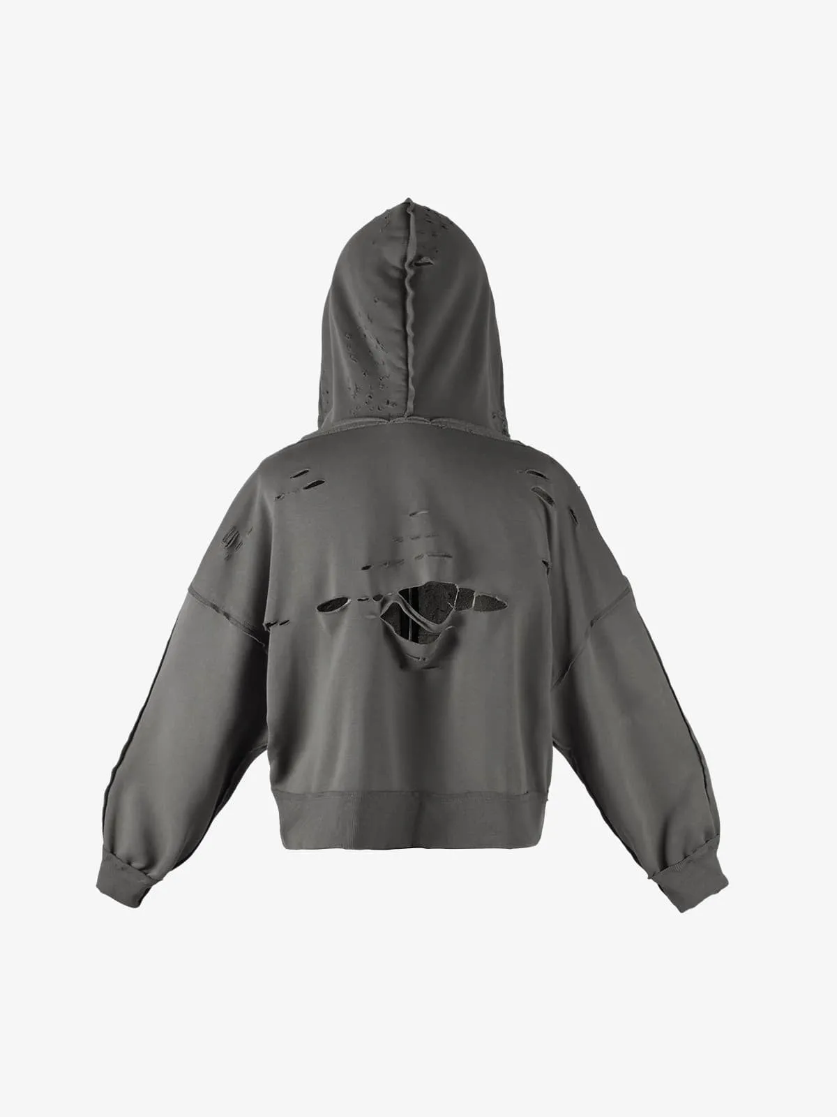 Retro Distressed Ripped Zip Up Hoodie sold by Thesupermade product image thumbnail 3