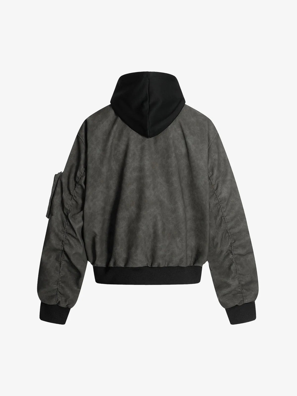 Patchwork Faux Leather Hooded Two-Piece Jacket sold by Thesupermade product image thumbnail 3