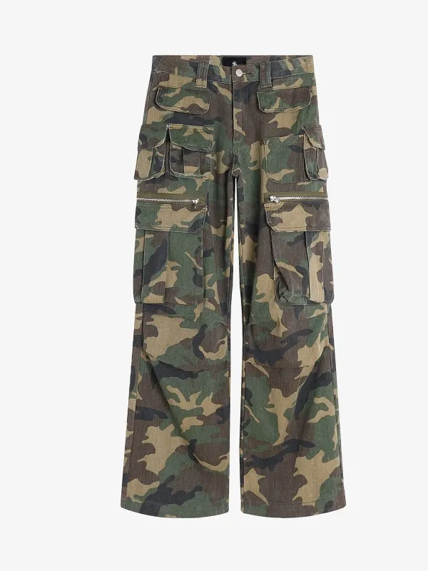 Retro Forest Camouflage Multi-Pocket Cargo Pants sold by Thesupermade