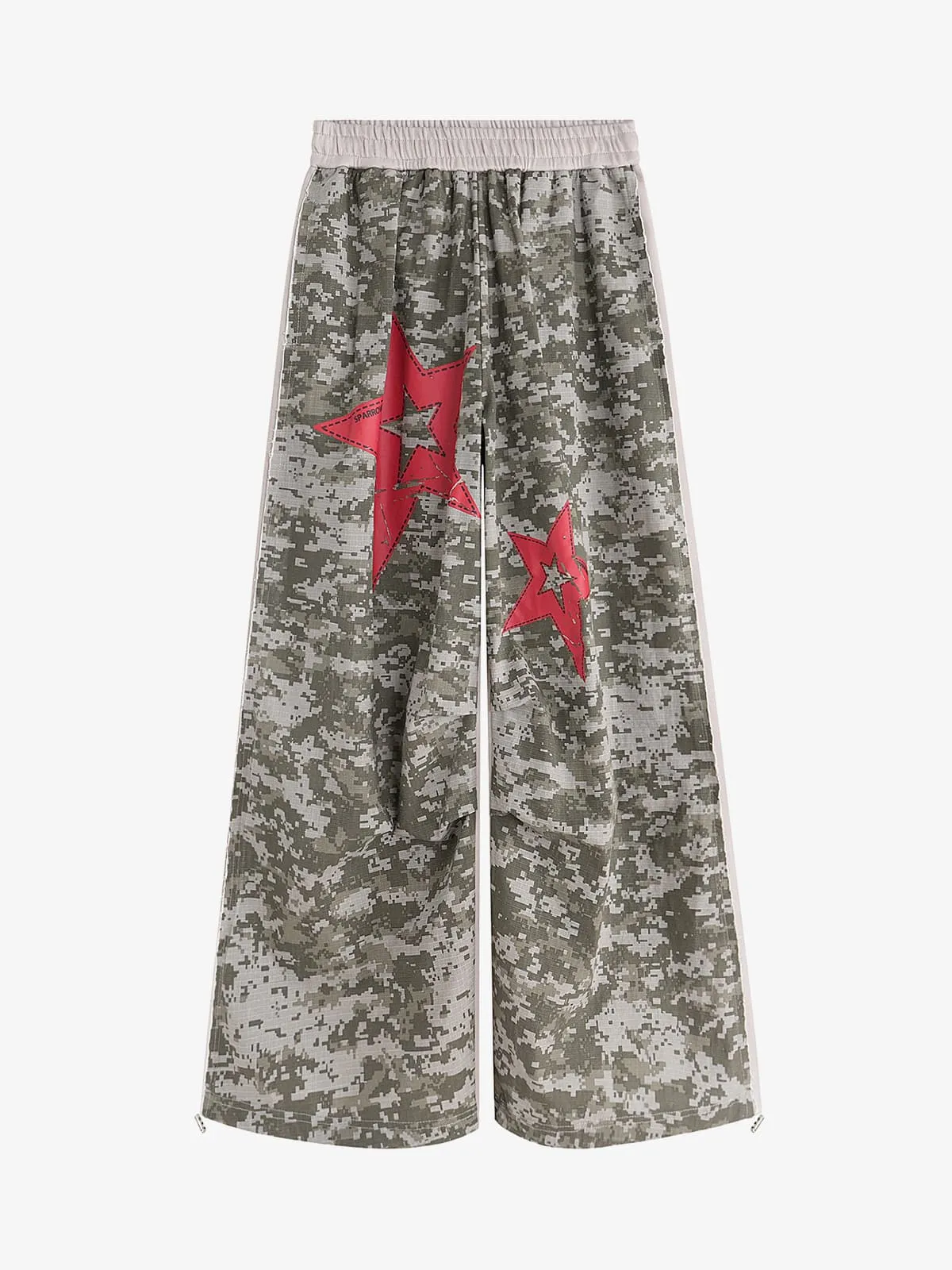 Retro Camouflage Star Patch Colorblock Casual Pants sold by Thesupermade
