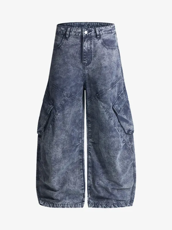 Vintage Washed Multi-Pocket Barrel Jeans sold by Thesupermade