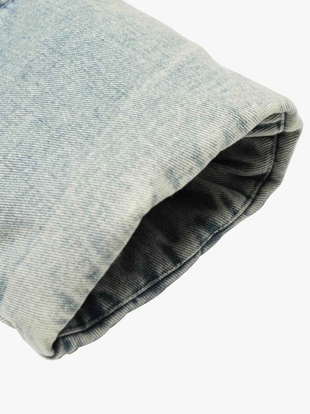 Retro Washed Denim Faux Fur Collar Quilted Jacket sold by Thesupermade product image thumbnail 5