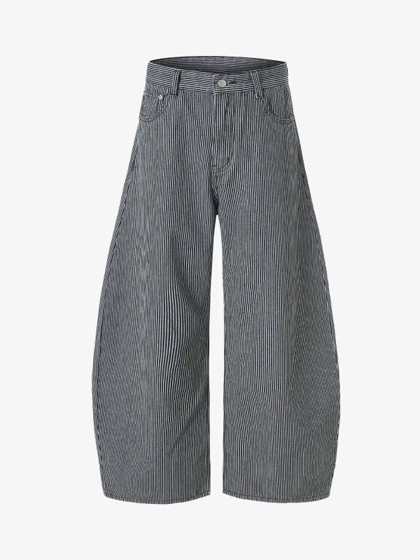 Retro Striped Colorblock Barrel Jeans sold by Thesupermade