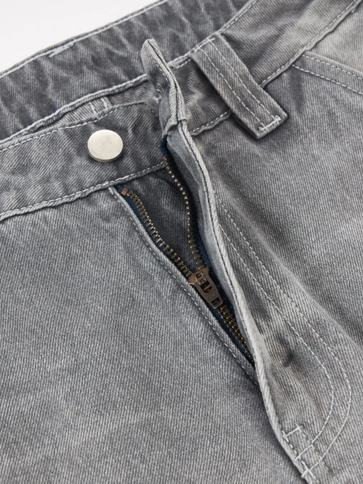 Retro Washed Distressed Curved Blade Wide-Leg Jeans sold by Thesupermade product image thumbnail 5