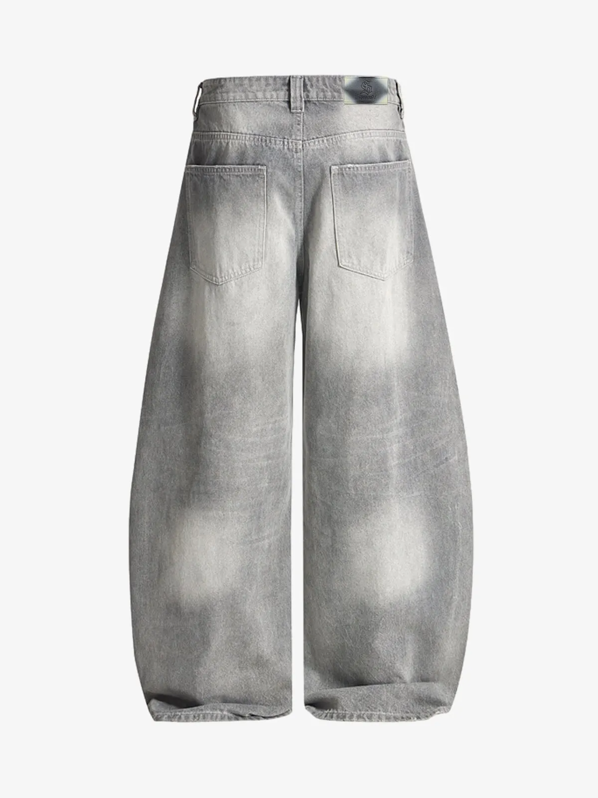 Retro Washed Distressed Curved Blade Wide-Leg Jeans sold by Thesupermade product image thumbnail 2