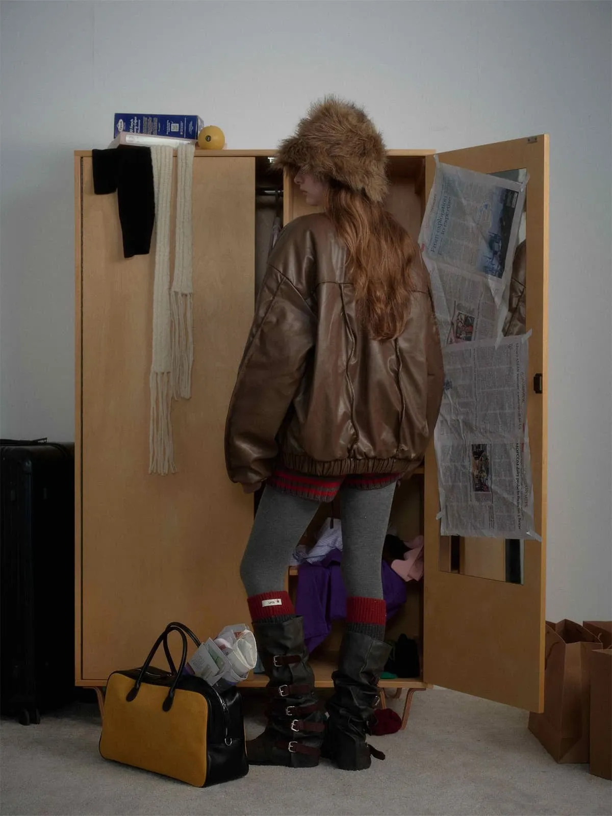 Retro Brown Faux Leather Zip-Up Bomber Jacket sold by Thesupermade product image thumbnail 4