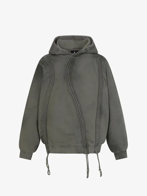 Retro Washed Distressed Irregular Shape Hoodie sold by Thesupermade