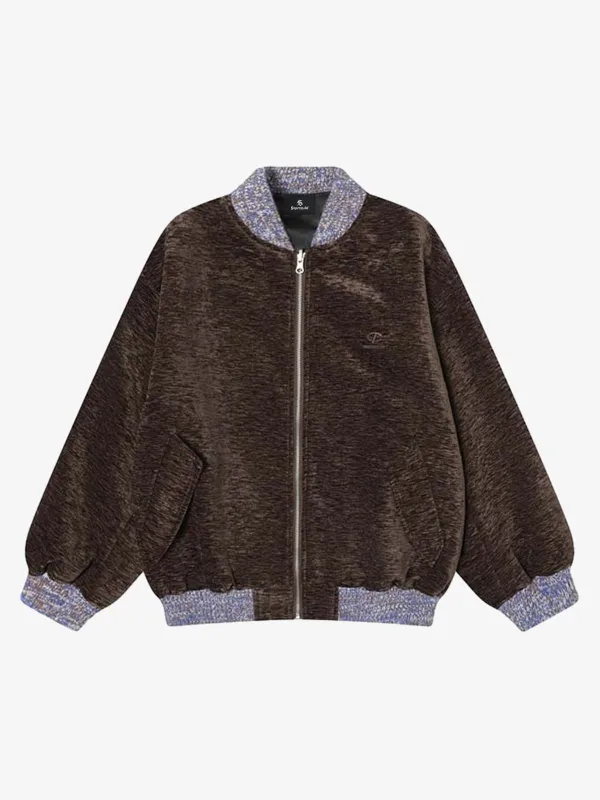 Vintage Chenille Color-Block Baseball Collar Jacket sold by Thesupermade