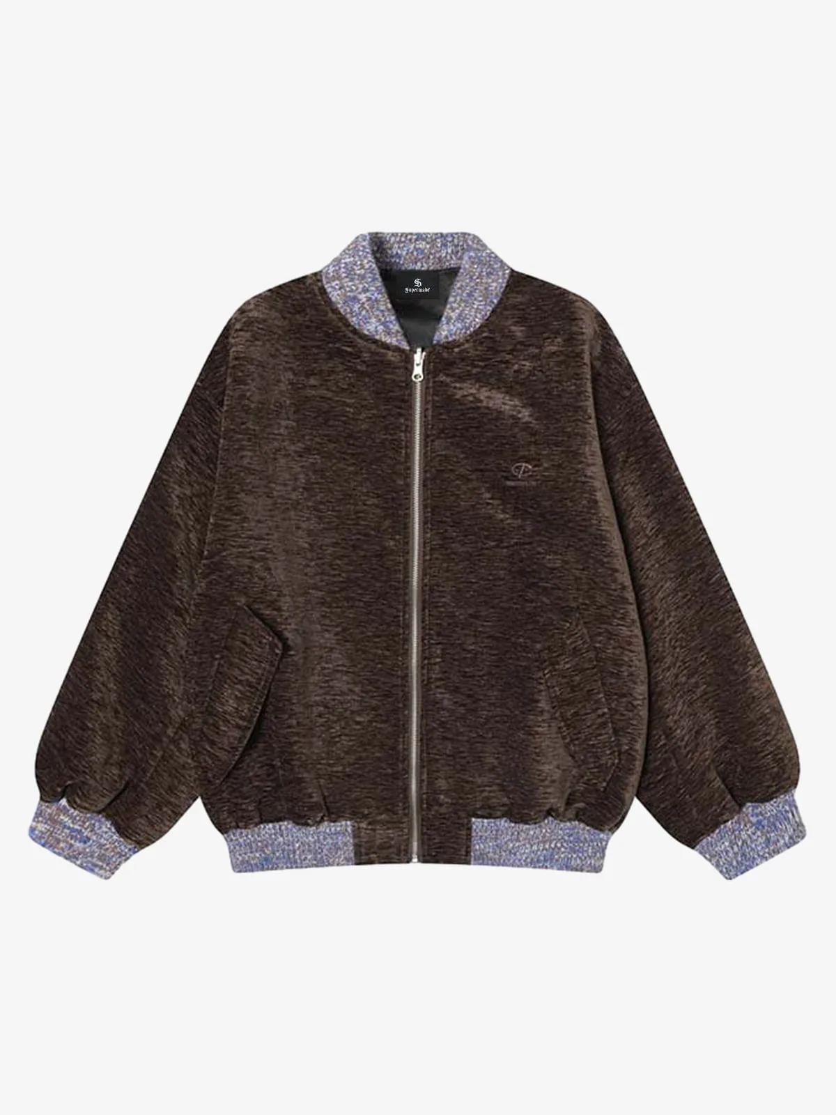 Vintage Chenille Color-Block Baseball Collar Jacket sold by Thesupermade