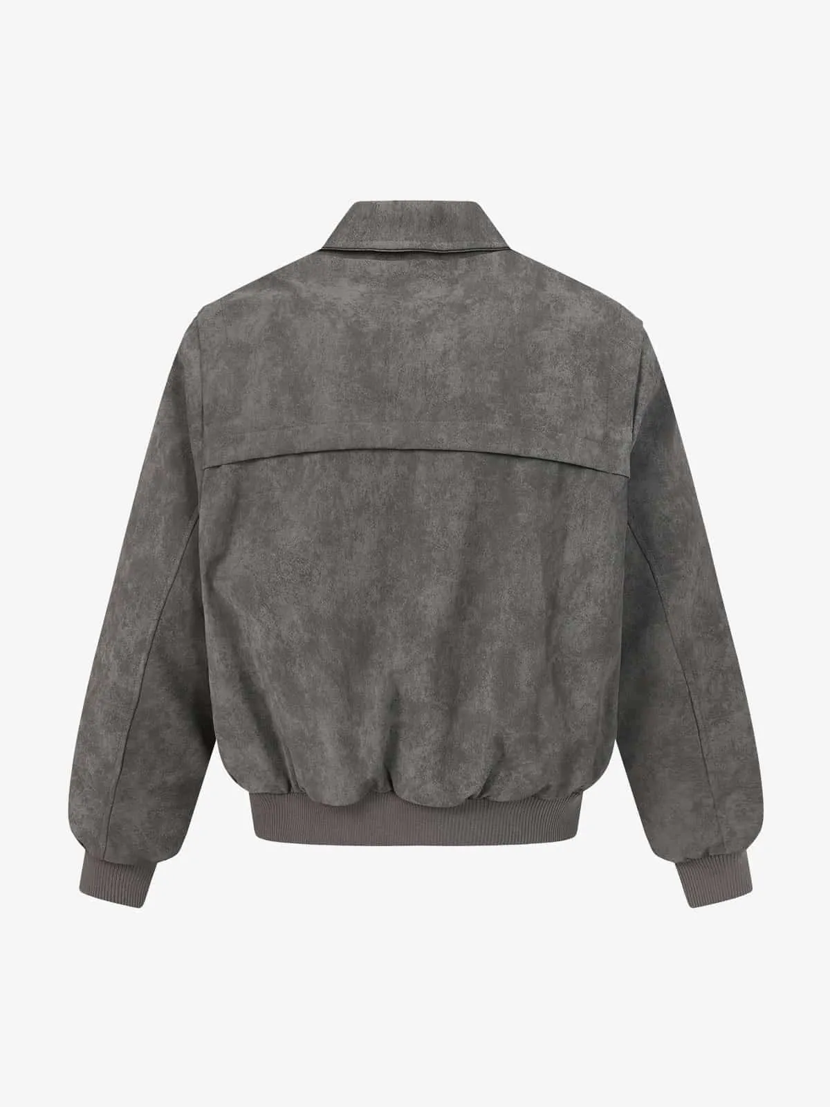 Retro Suede Texture Zip-Up Bomber Jacket sold by Thesupermade product image thumbnail 3