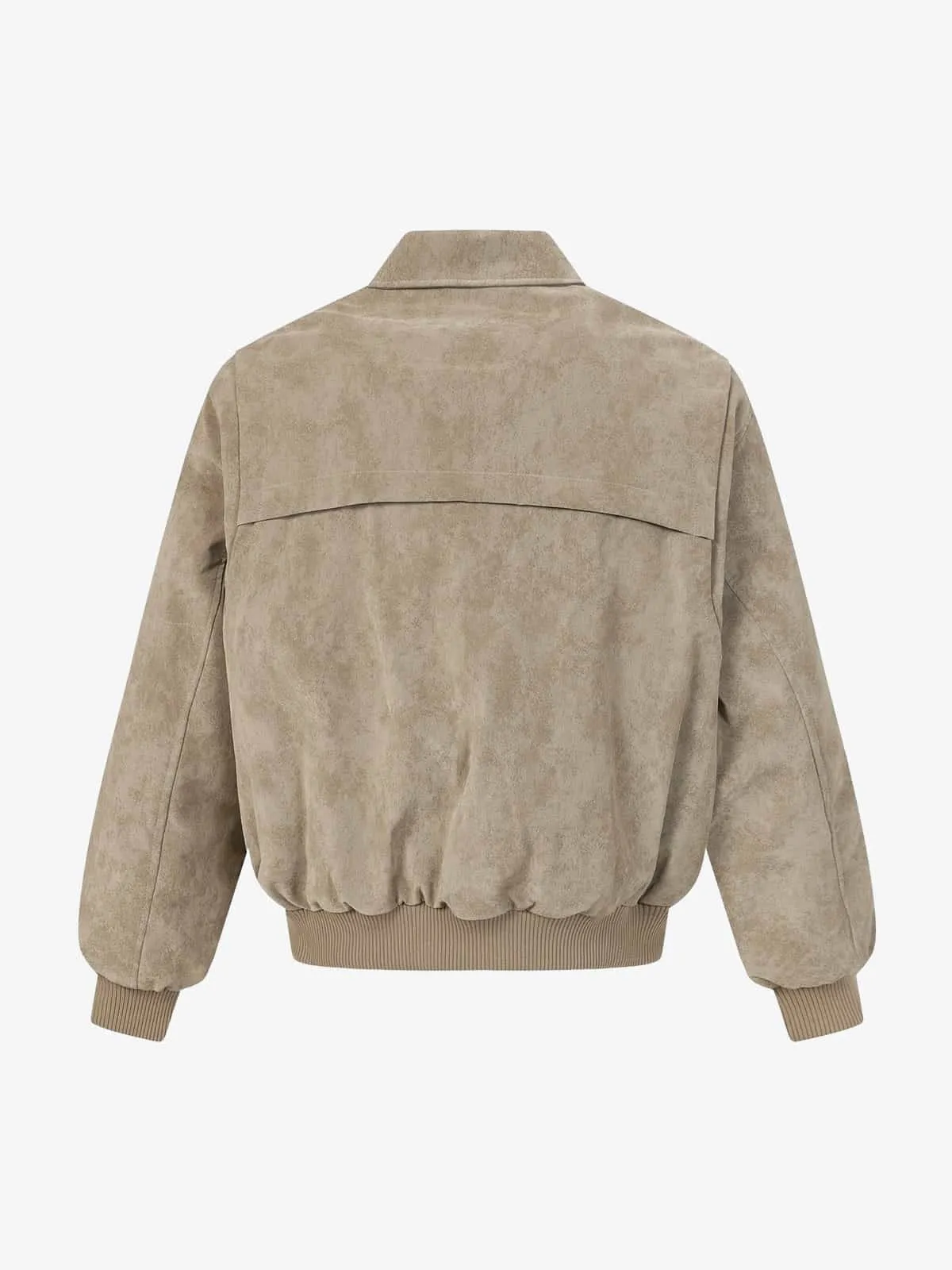 Retro Suede Texture Zip-Up Bomber Jacket sold by Thesupermade product image thumbnail 4