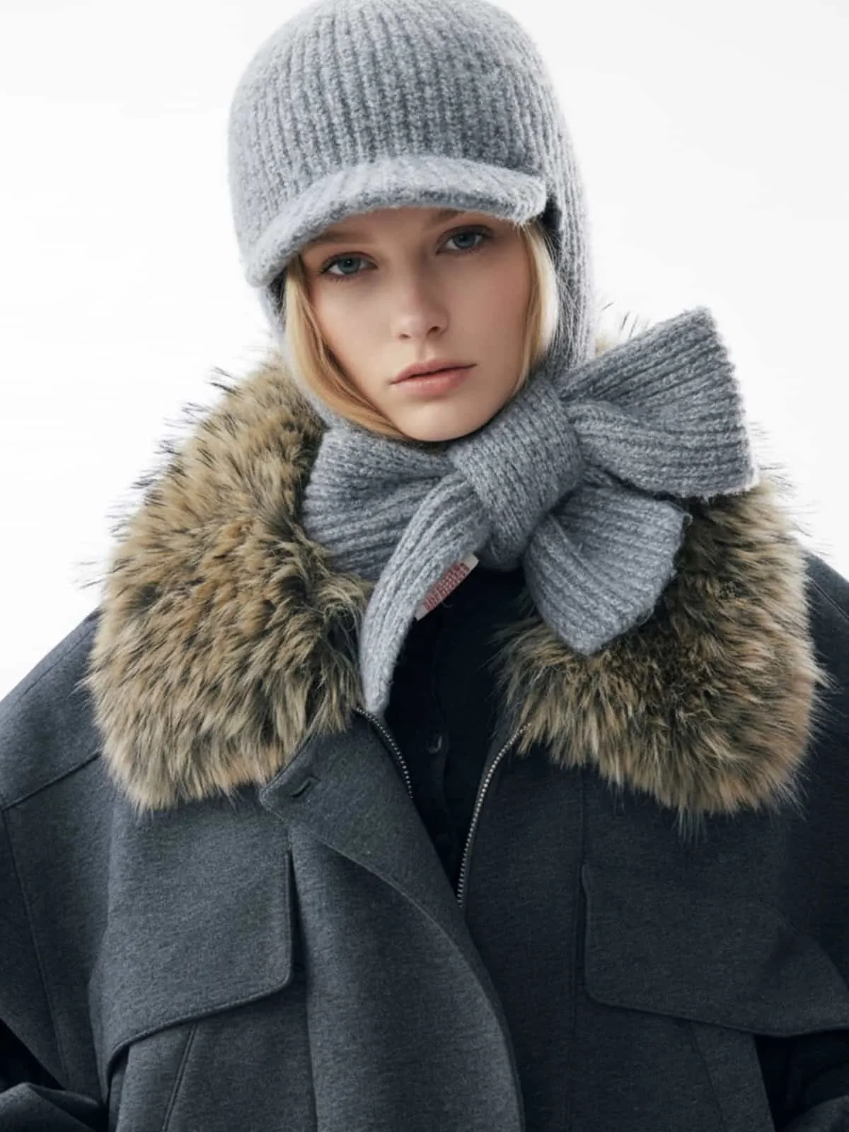 Retro Detachable Faux Fur Collar Washed Bomber Jacket sold by Thesupermade product image thumbnail 4