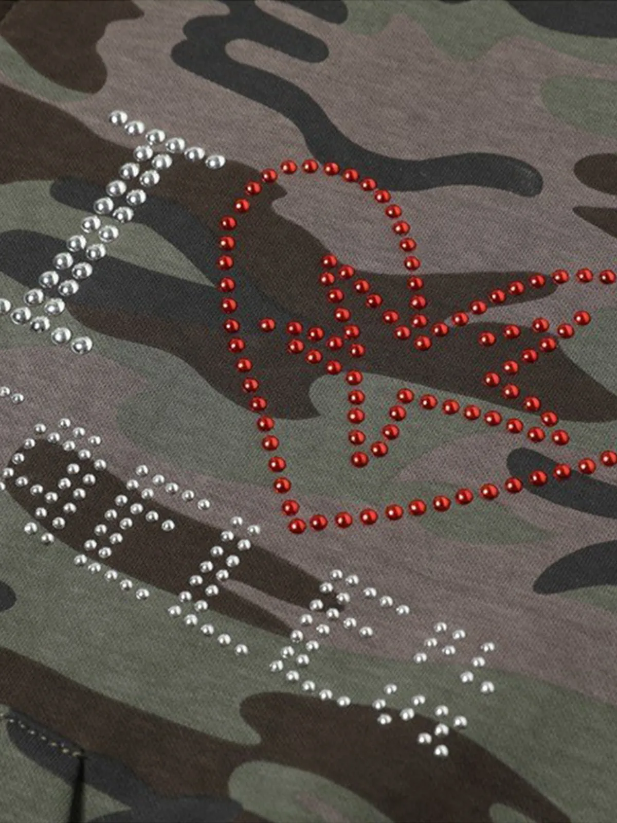 Street Camouflage Rhinestone Letter Zip Up Hoodie sold by Thesupermade product image thumbnail 4