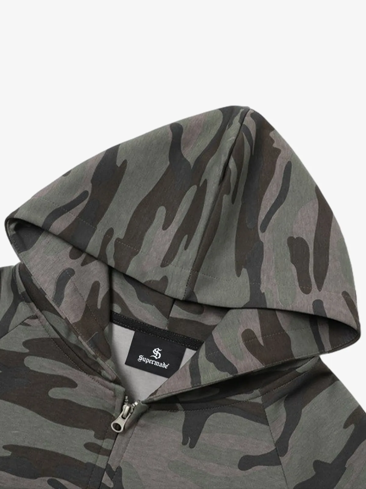 Street Camouflage Rhinestone Letter Zip Up Hoodie sold by Thesupermade product image thumbnail 3