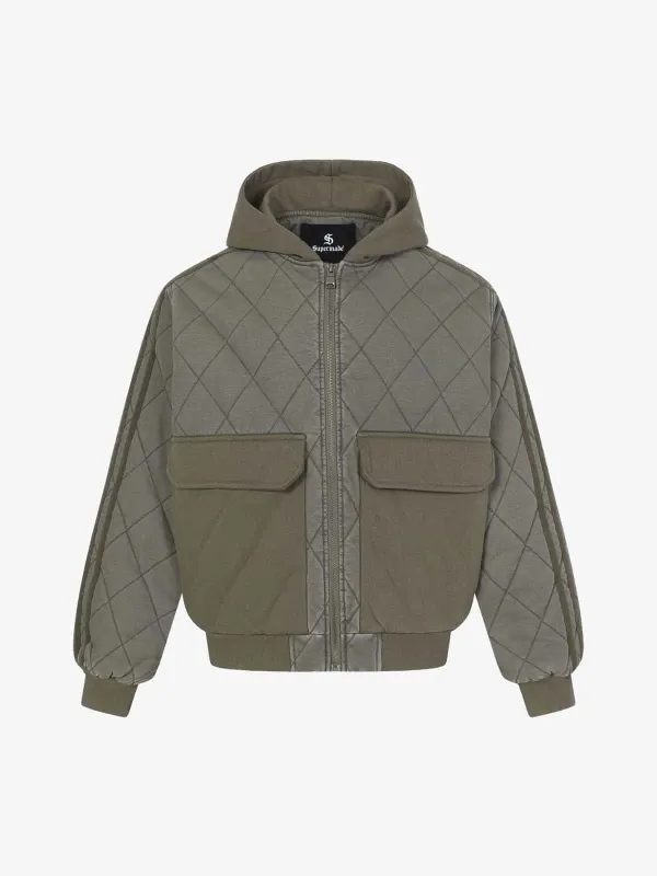 Retro Quilted Patchwork Hooded Cargo Jacket sold by Thesupermade