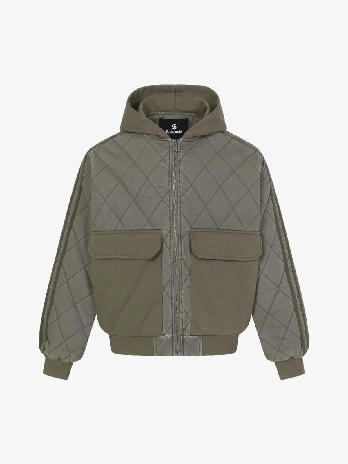 Retro Quilted Patchwork Hooded Cargo Jacket sold by Thesupermade