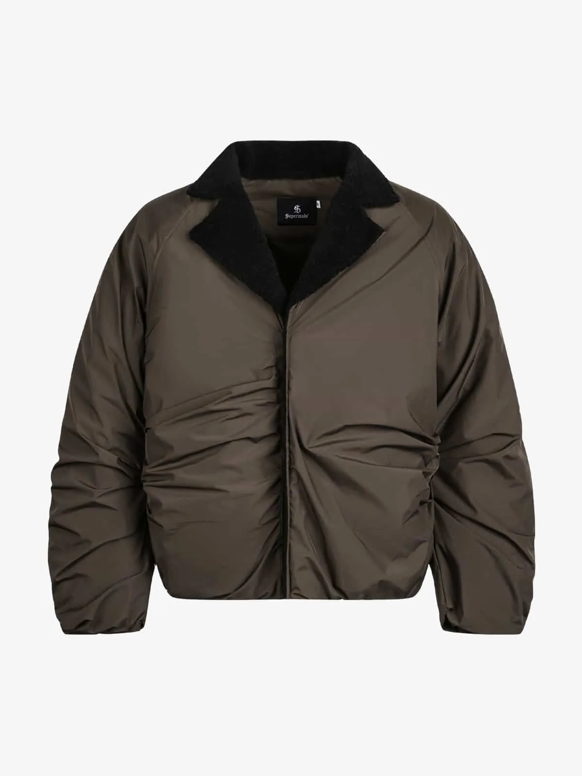 Vintage Fleece Collar Ruched Padded Bomber Jacket sold by Thesupermade