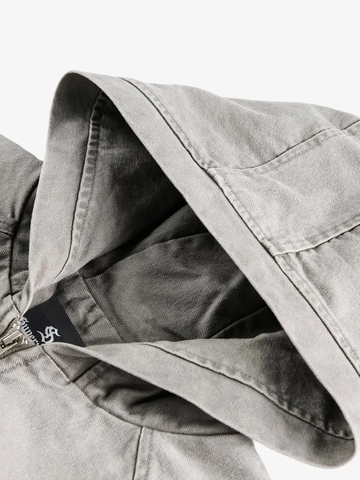 Vintage Washed Pleated Patchwork Hooded Bomber Jacket sold by Thesupermade product image thumbnail 3