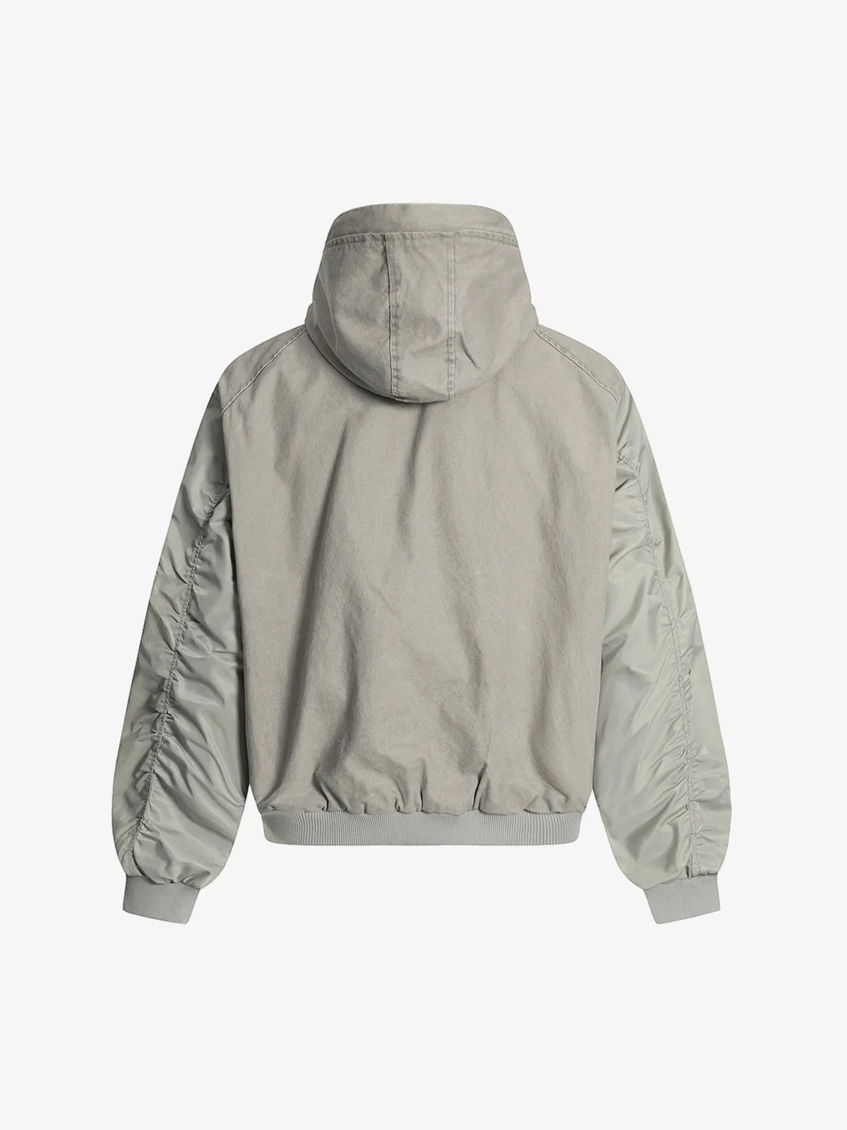 Vintage Washed Pleated Patchwork Hooded Bomber Jacket sold by Thesupermade product image thumbnail 2