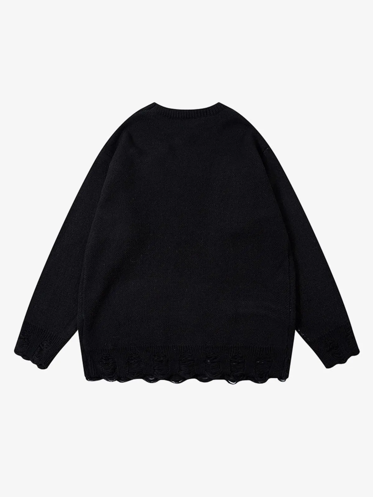 Retro Shadow Figure Chain Zip Distressed Knit Sweater sold by Thesupermade product image thumbnail 4