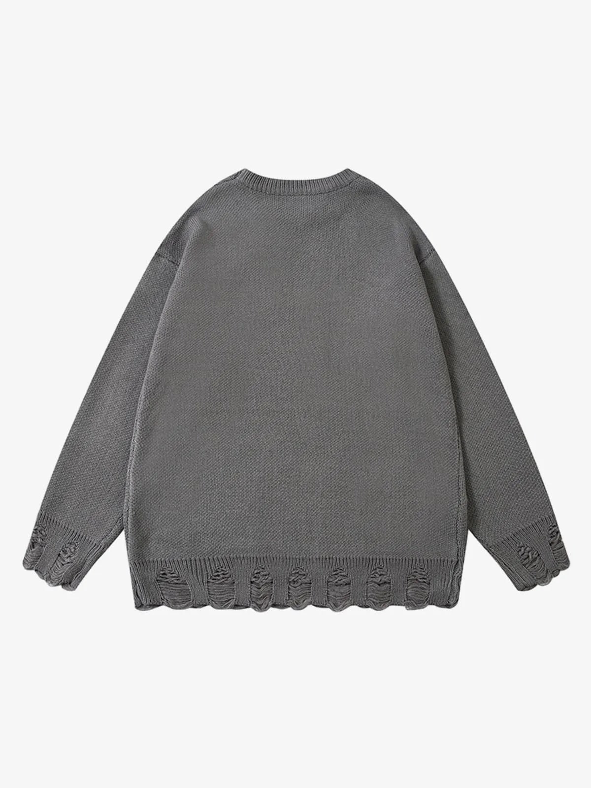 Retro Shadow Figure Chain Zip Distressed Knit Sweater sold by Thesupermade product image thumbnail 3