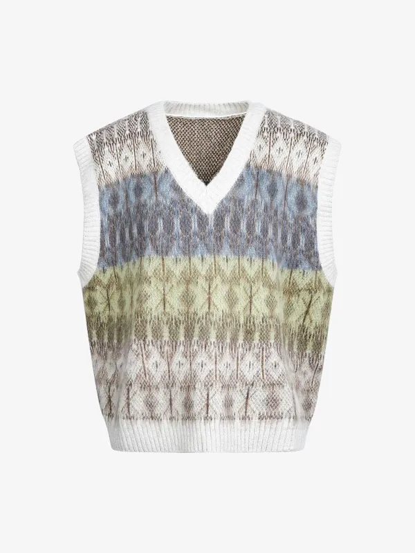 Vintage Gradient Fair Isle Knit Sweater Vest sold by Thesupermade