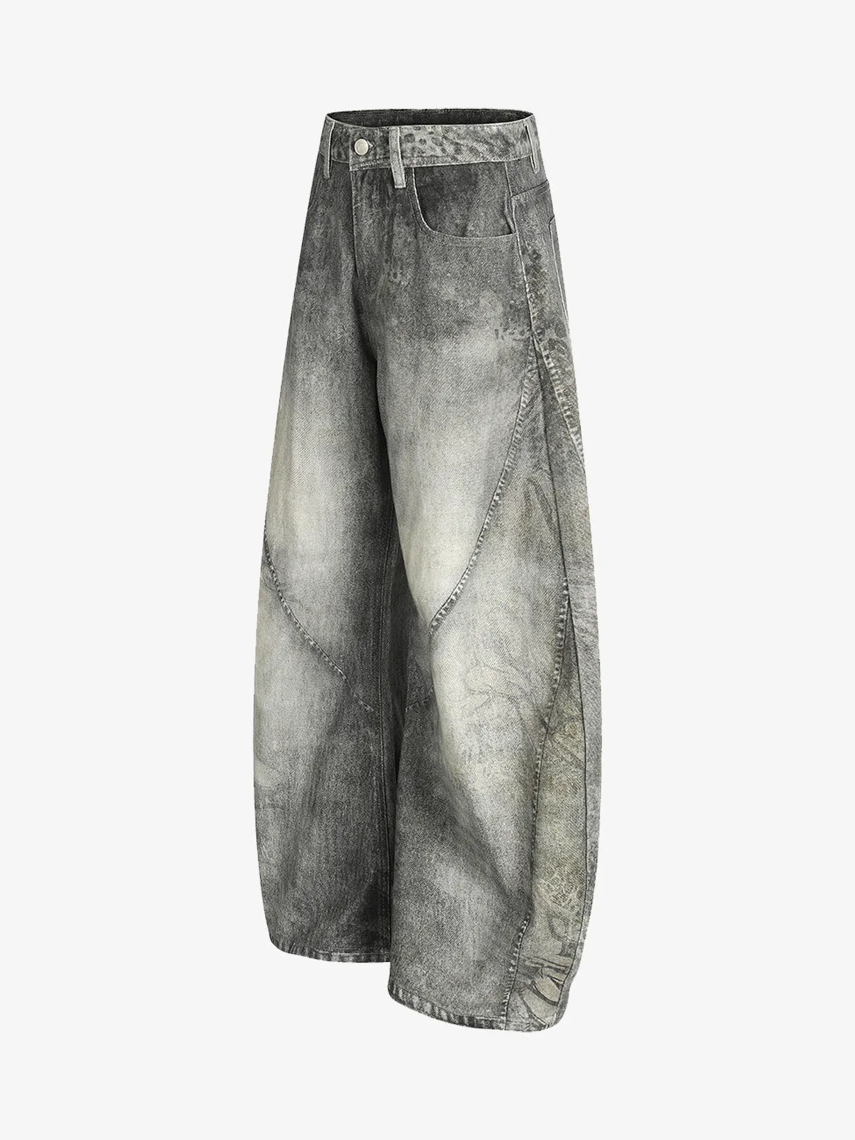 Vintage Heavy Distressed Washed Barrel Jeans sold by Thesupermade product image thumbnail 3