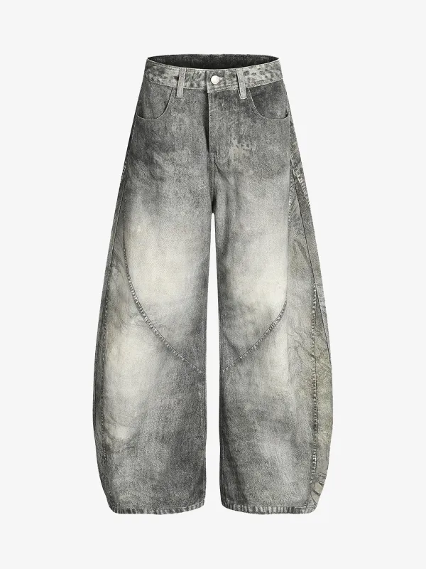 Vintage Heavy Distressed Washed Barrel Jeans sold by Thesupermade