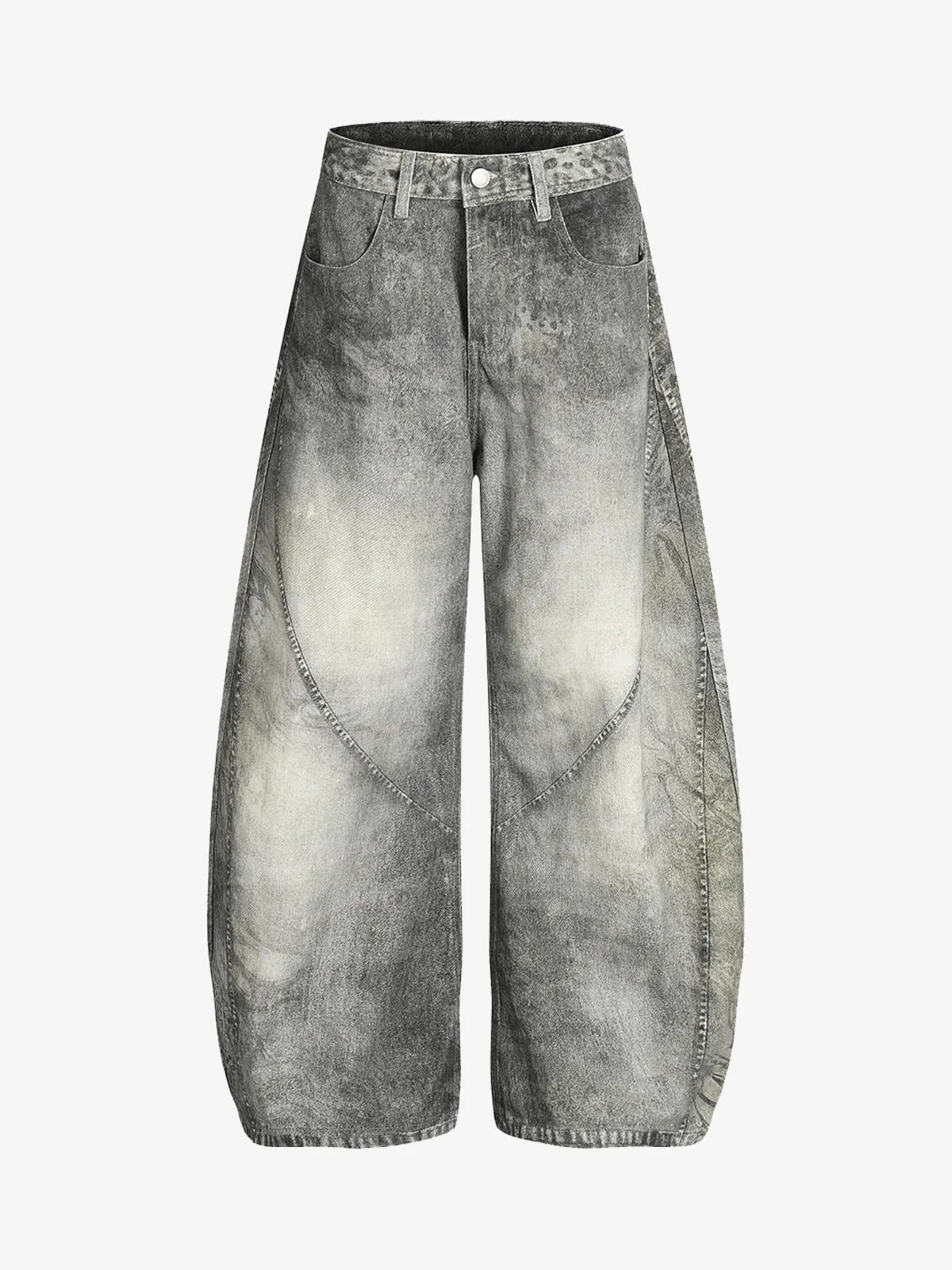 Vintage Heavy Distressed Washed Barrel Jeans sold by Thesupermade