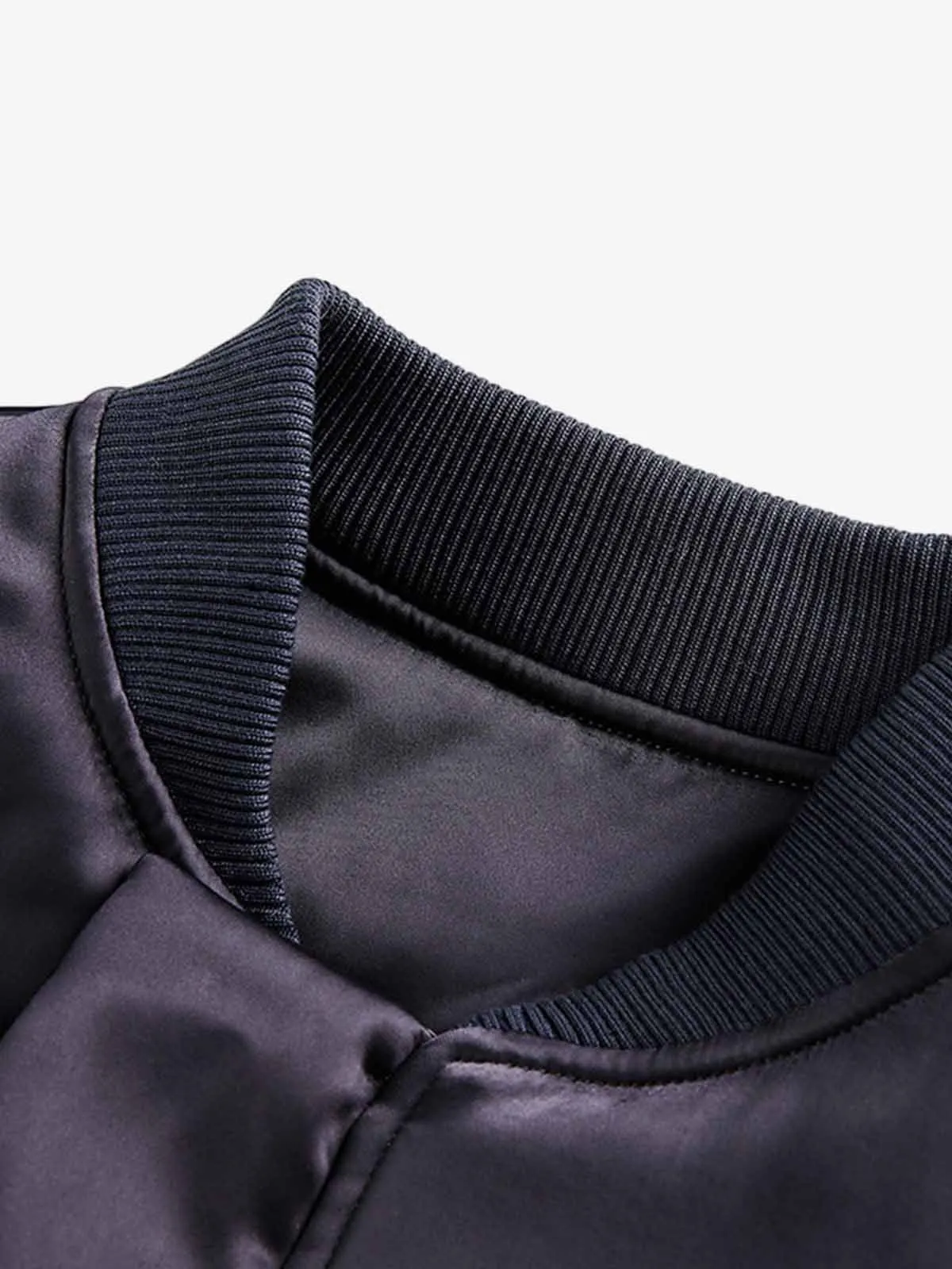 Retro Glossy Flight Baseball Collar Bomber Jacket sold by Thesupermade product image thumbnail 5