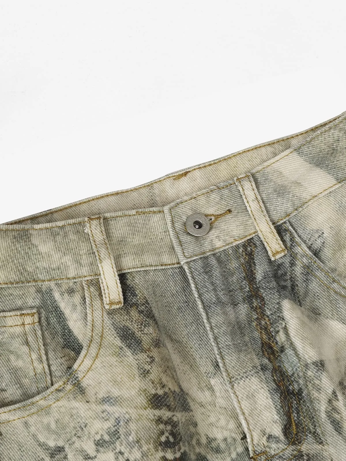 Retro Artistic Beaded Collage Print Straight Jeans sold by Thesupermade product image thumbnail 3