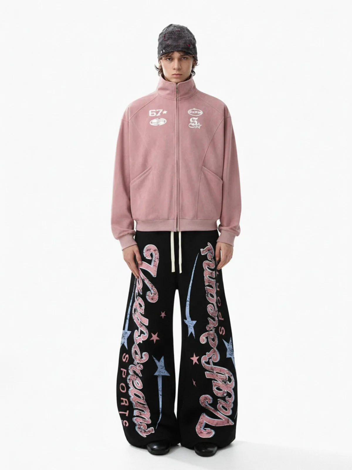 Retro Graphic Fleece-Lined Baggy Sweatpants sold by Thesupermade product image thumbnail 4