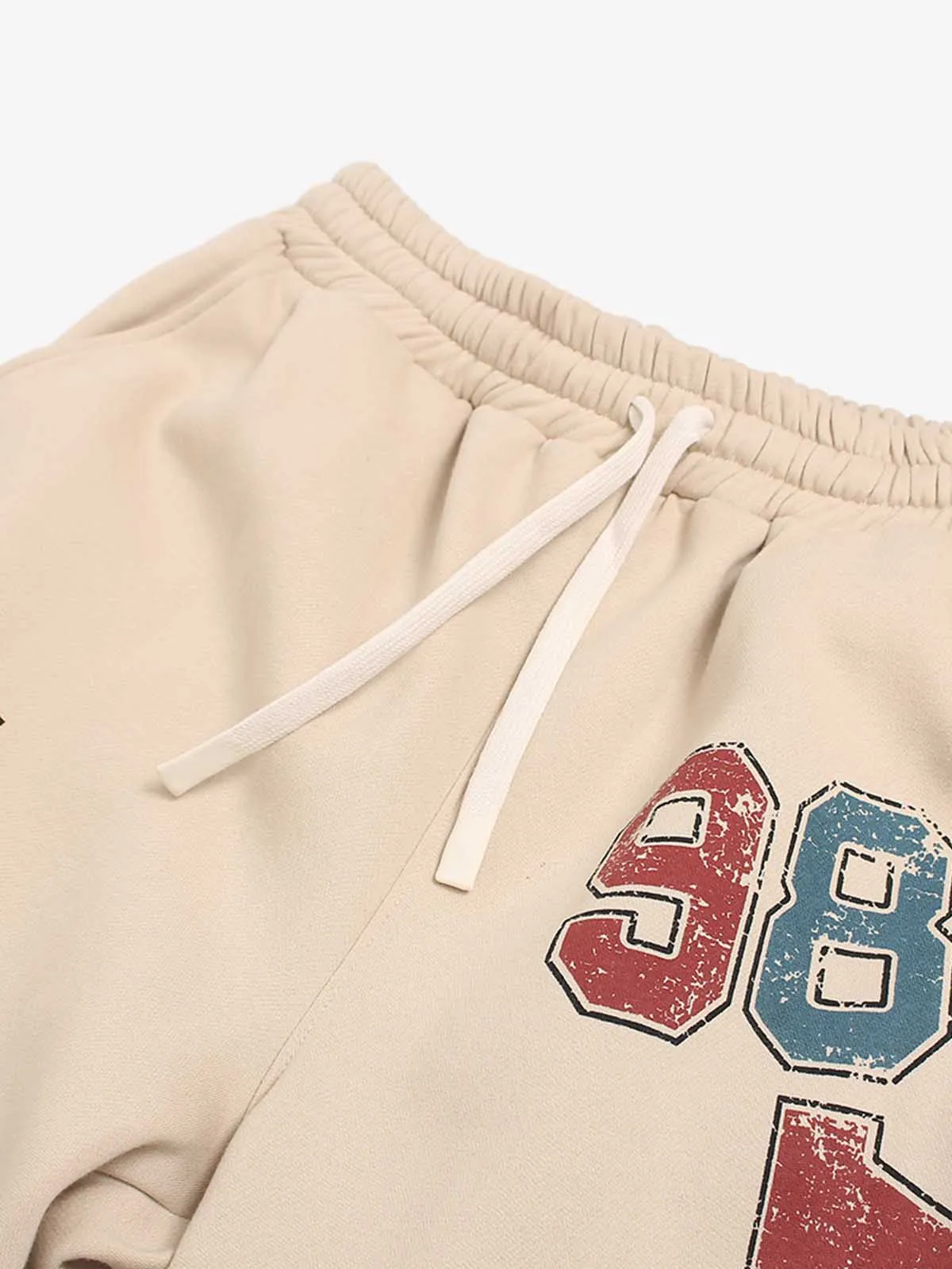 Retro Fleece-Lined Color-Block Letter Print Baggy Pants sold by Thesupermade product image thumbnail 3