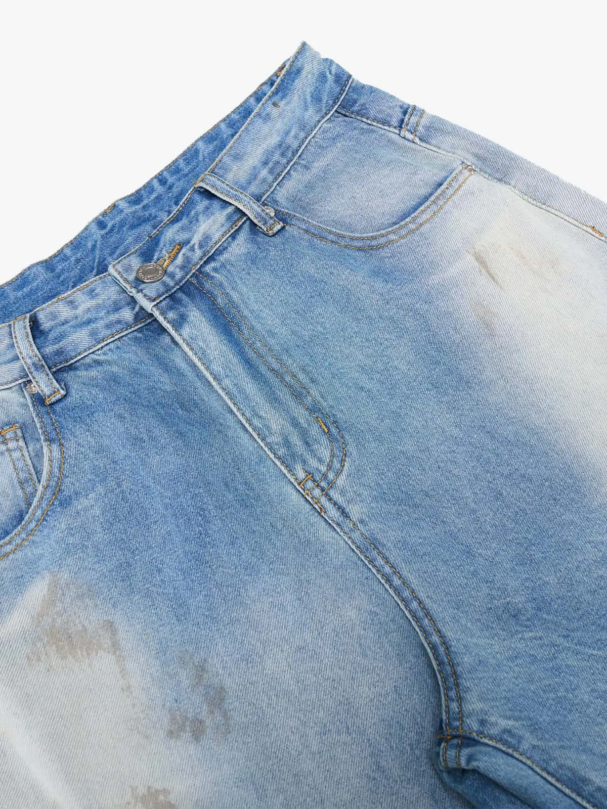 Vintage Heavy Splatter Washed Denim Wide Leg Jeans sold by Thesupermade product image thumbnail 3