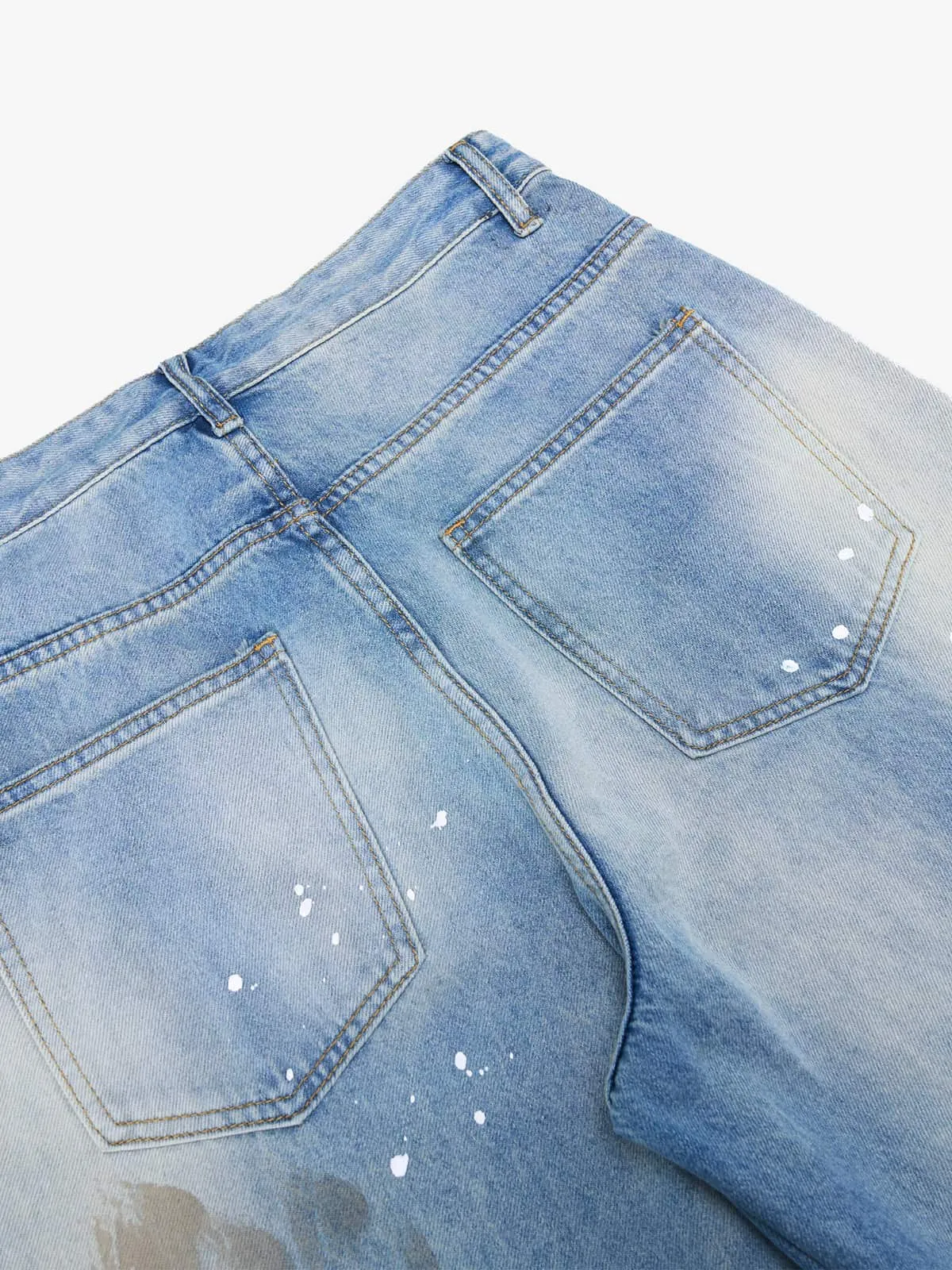 Vintage Heavy Splatter Washed Denim Wide Leg Jeans sold by Thesupermade product image thumbnail 4