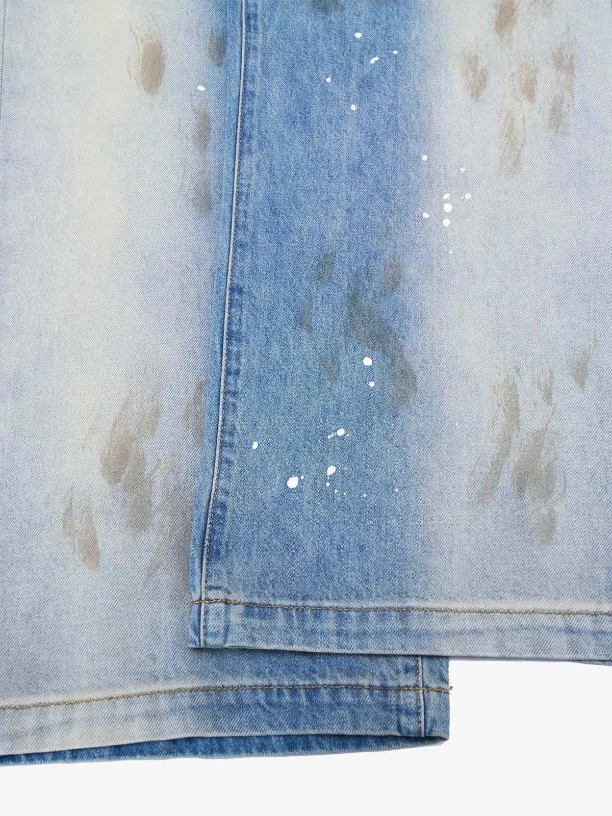 Vintage Heavy Splatter Washed Denim Wide Leg Jeans sold by Thesupermade product image thumbnail 5