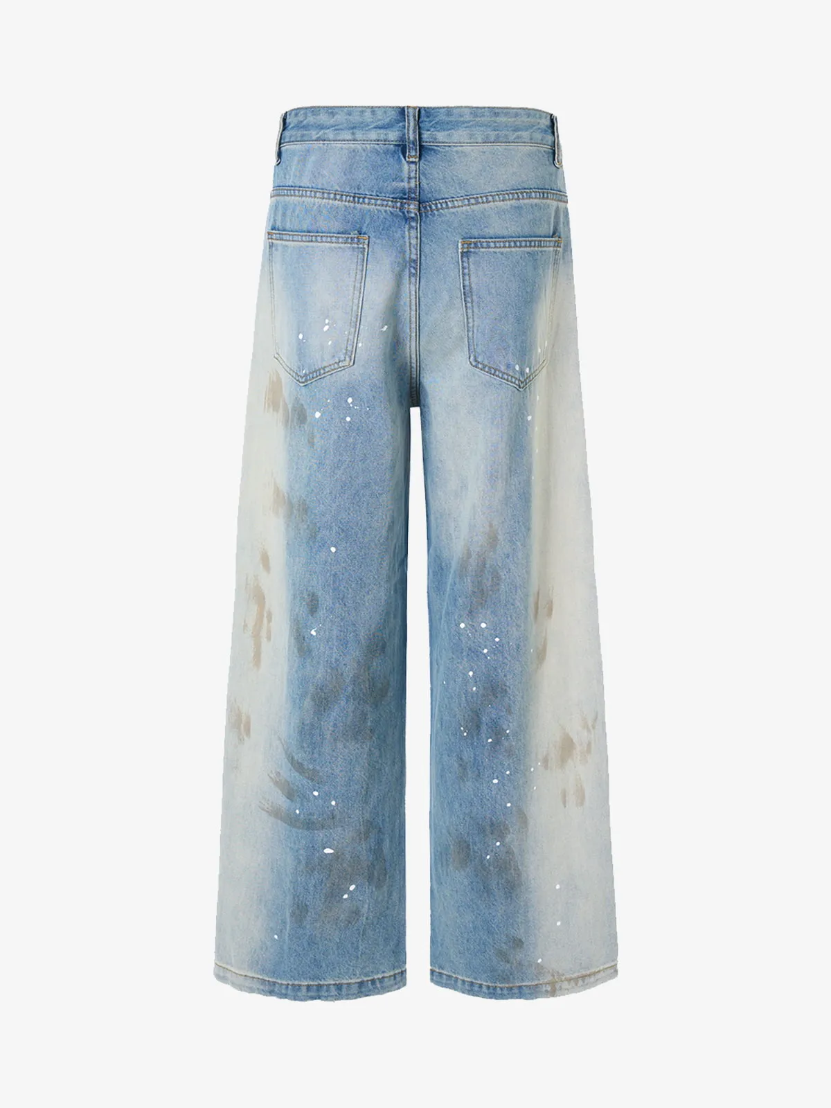 Vintage Heavy Splatter Washed Denim Wide Leg Jeans sold by Thesupermade product image thumbnail 2